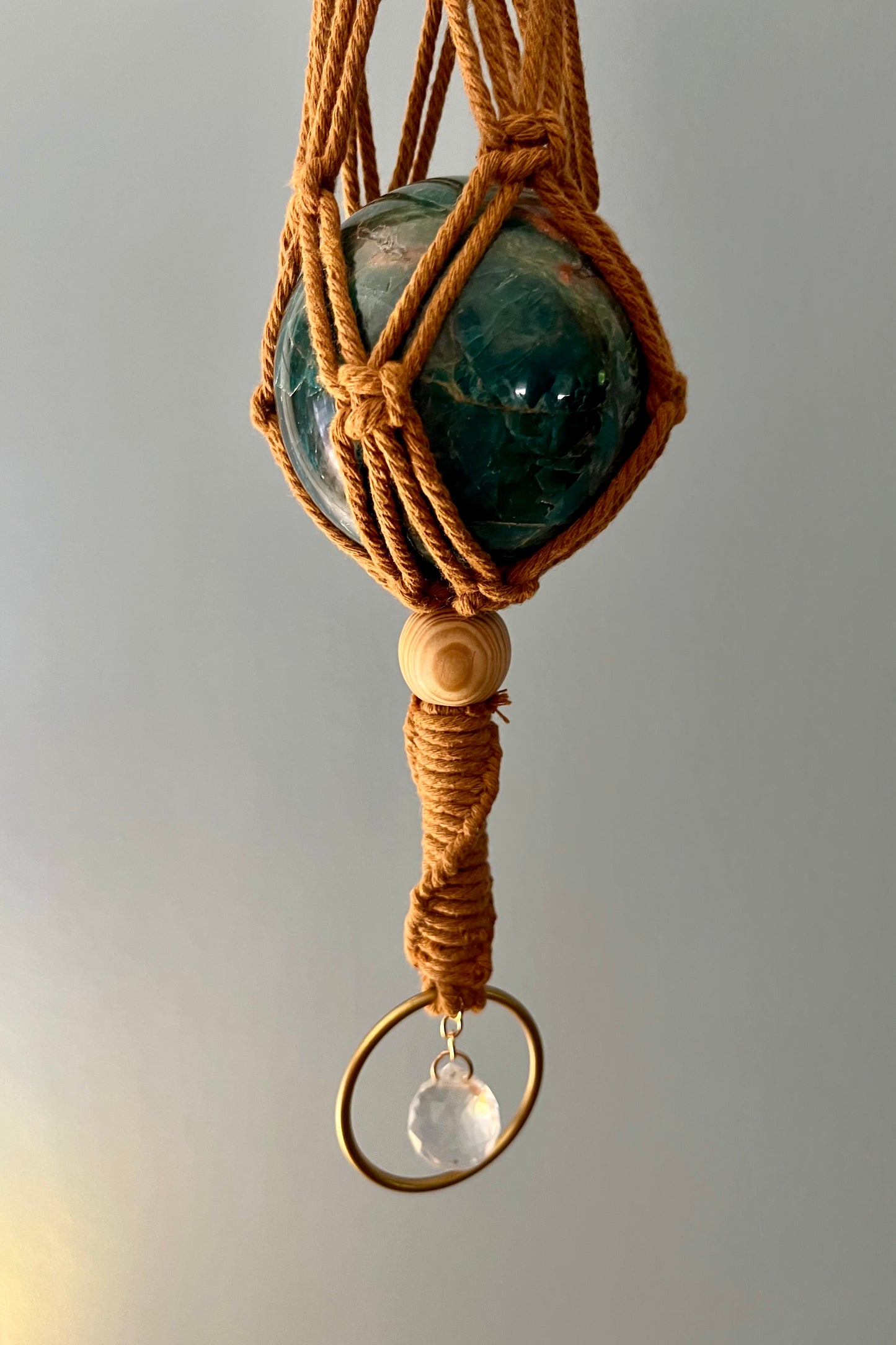 Apatite Crystal Hanger with Sun Catcher