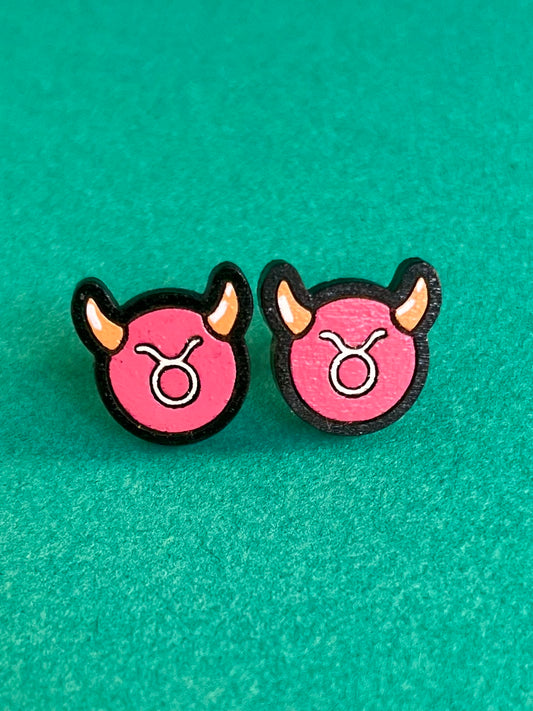 Taurus Studs Wooden Earrings