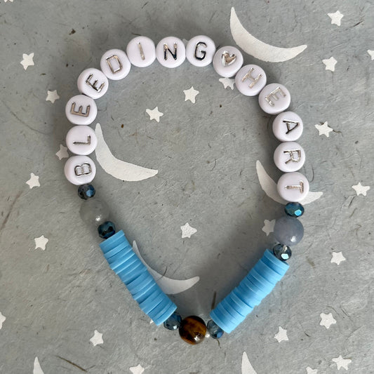In Your Feelings Letter Bead Bracelets 'What the Fuck' White Gold Letters  with tigers eye bead