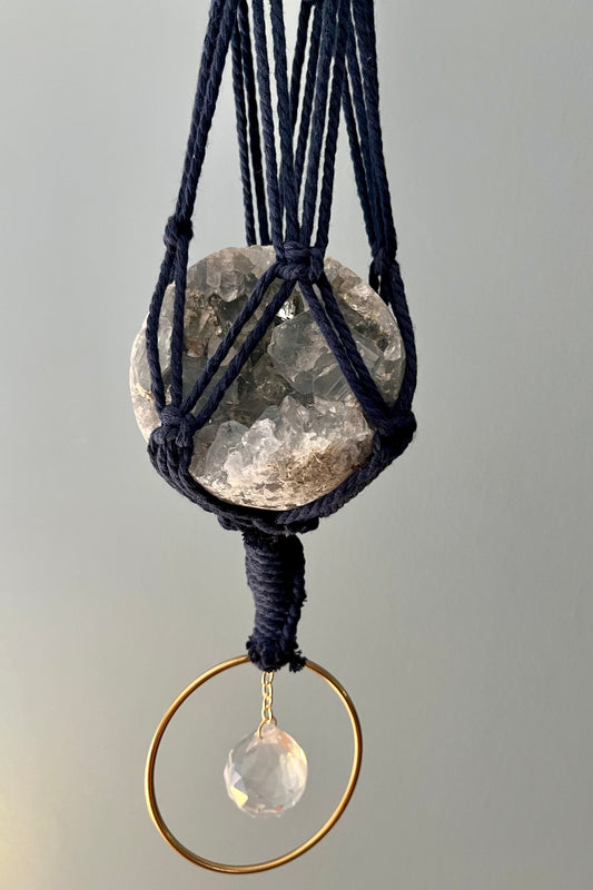 Celestite / Air Plant / Sun Catcher Macrame Hanger Pink