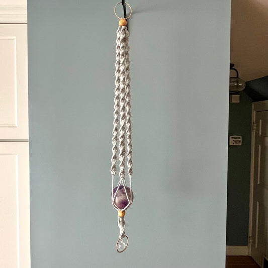 Amethyst / Sun Catcher Macrame Hanger Grey