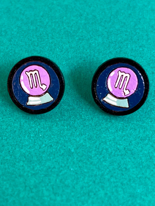 Scorpio Studs Wooden Earrings