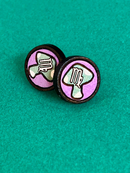 Virgo Studs Wooden Earrings