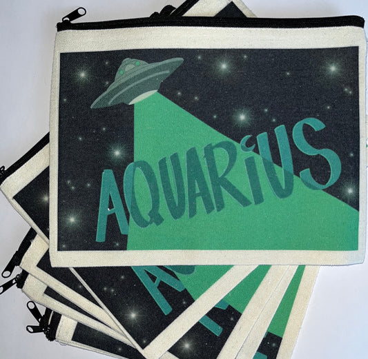 Aquarius Canvas Zipper Pouch: Unleash Your Aquarian Awesomeness canvas pouch from GemCadet